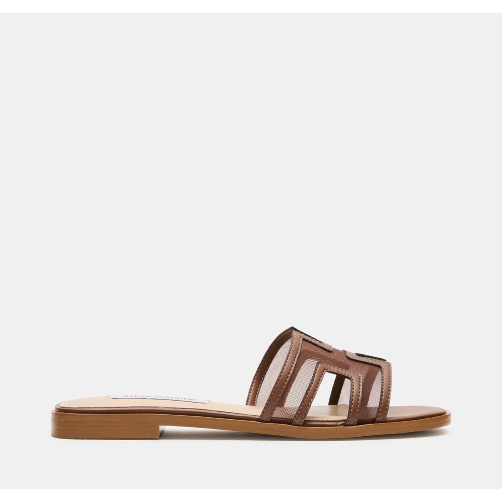 STEVE MADDEN HADYN SANDALS IN MESH BROWN | SLIGHTLY USED